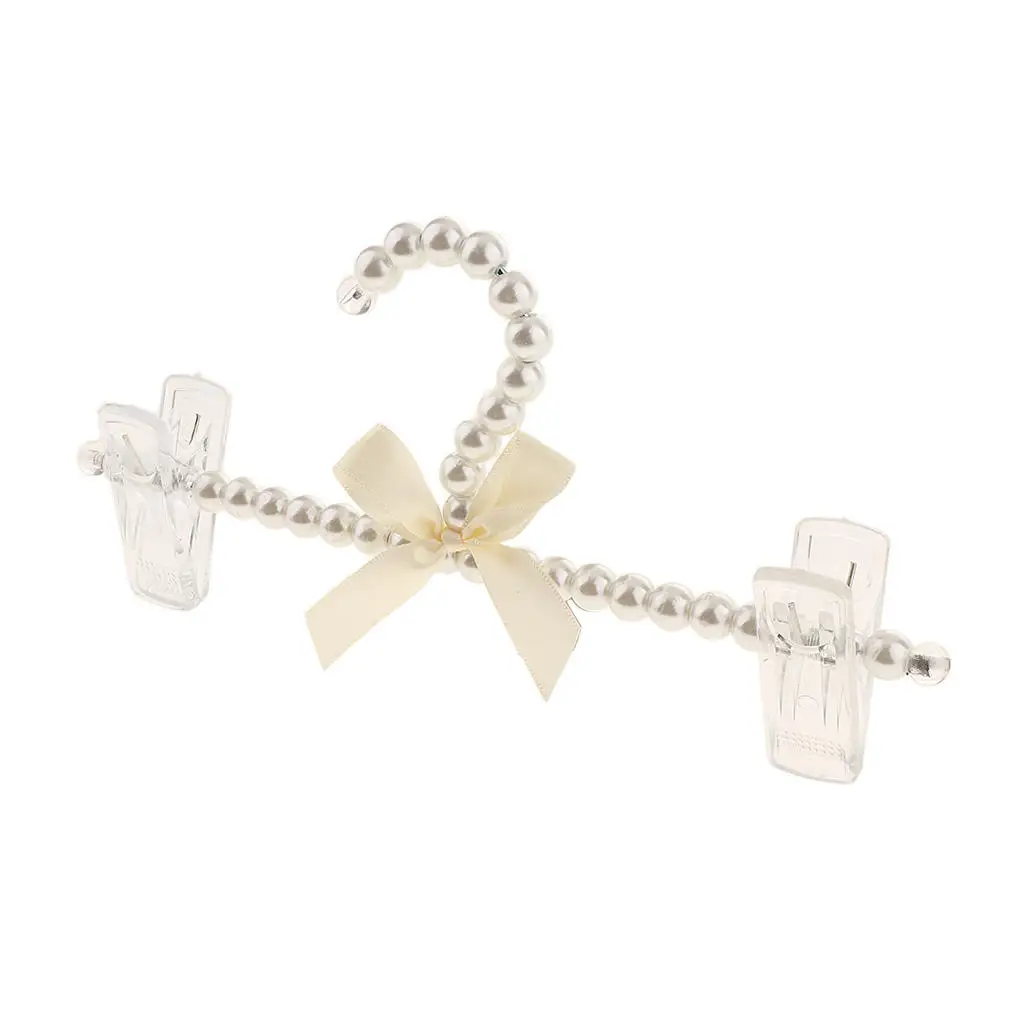 Imitation Pearl Beaded Clothes Hanger with Bow-knot Elegant Pant Rack for Girls Newborn Closthes Doggie Dress, 9.45inch