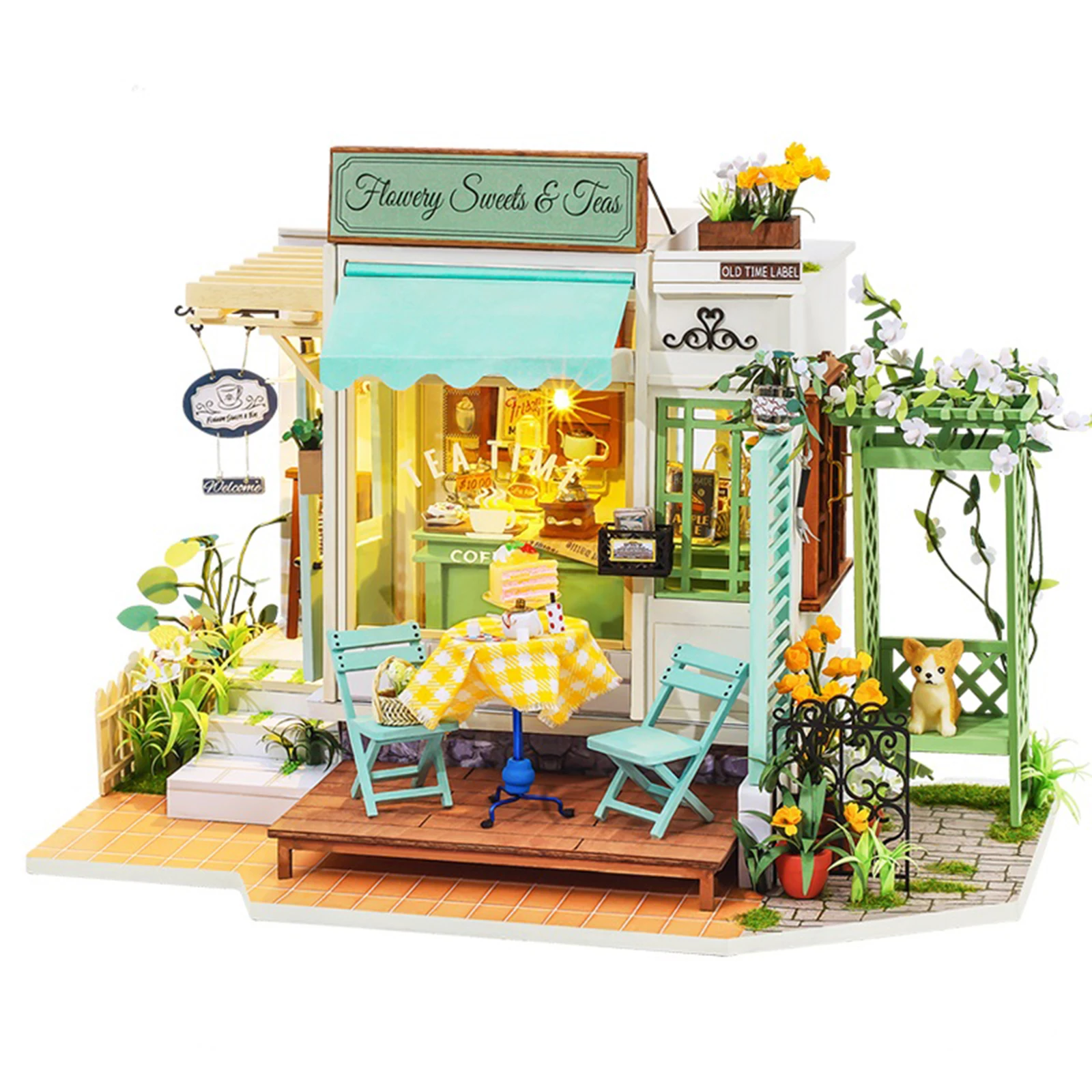 DIY Dollhouse with Realistic Furniture Wood Cottage Shop Doll House Toys