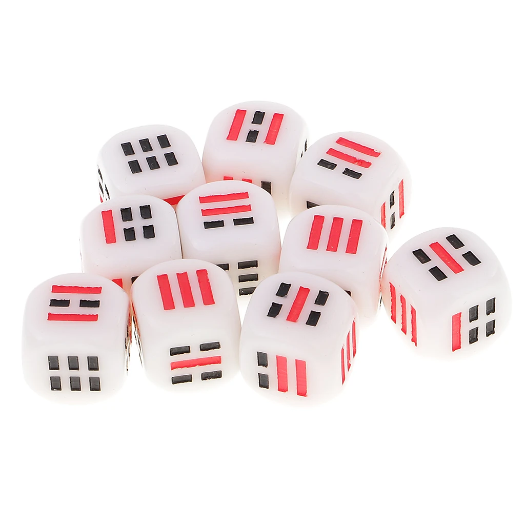 10pcs / Set 16mm D6 D6 6-sided for Eight Trigram Diagrams, Pieces