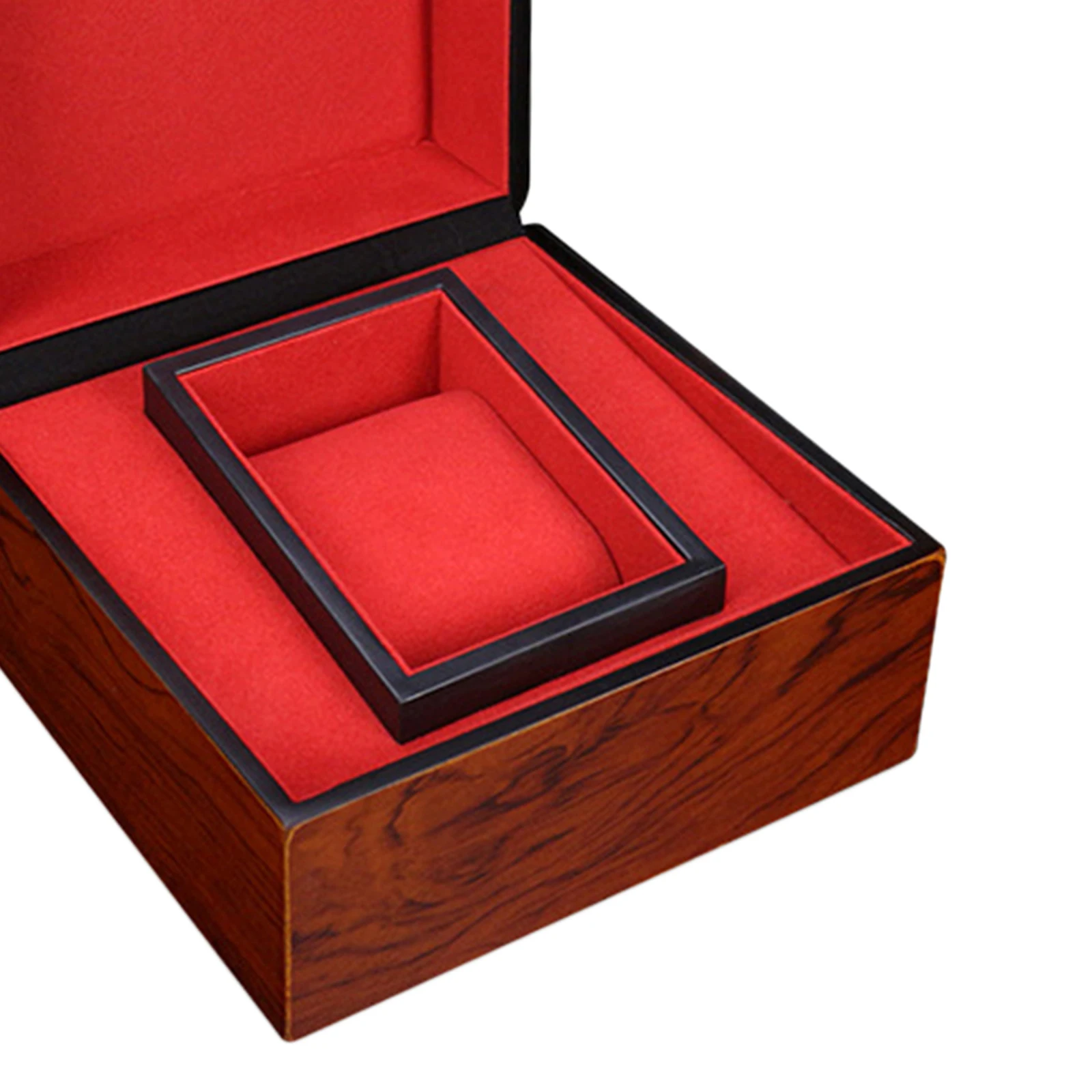 Watch Display Storage Box with Red Cushion Wristwatch Display Organizer