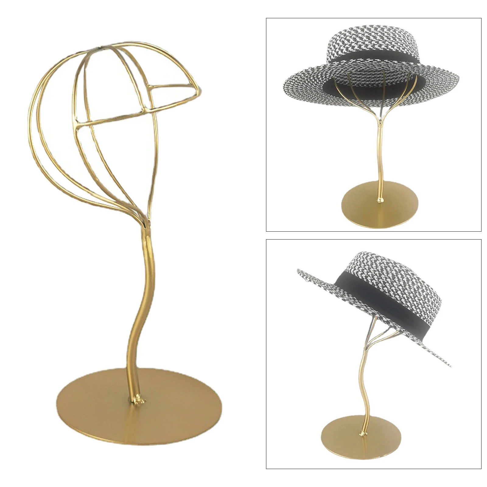 Elegant Stable Durable Metal Hat Holder Decorative Wig Styling Drying Fedora Display Stand Rack Organizer for Shop