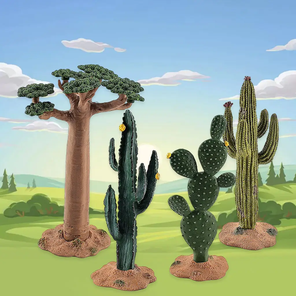 4pcs Cactus Model Baobab Toys Desktop Ornament Mini Decoration Accessories