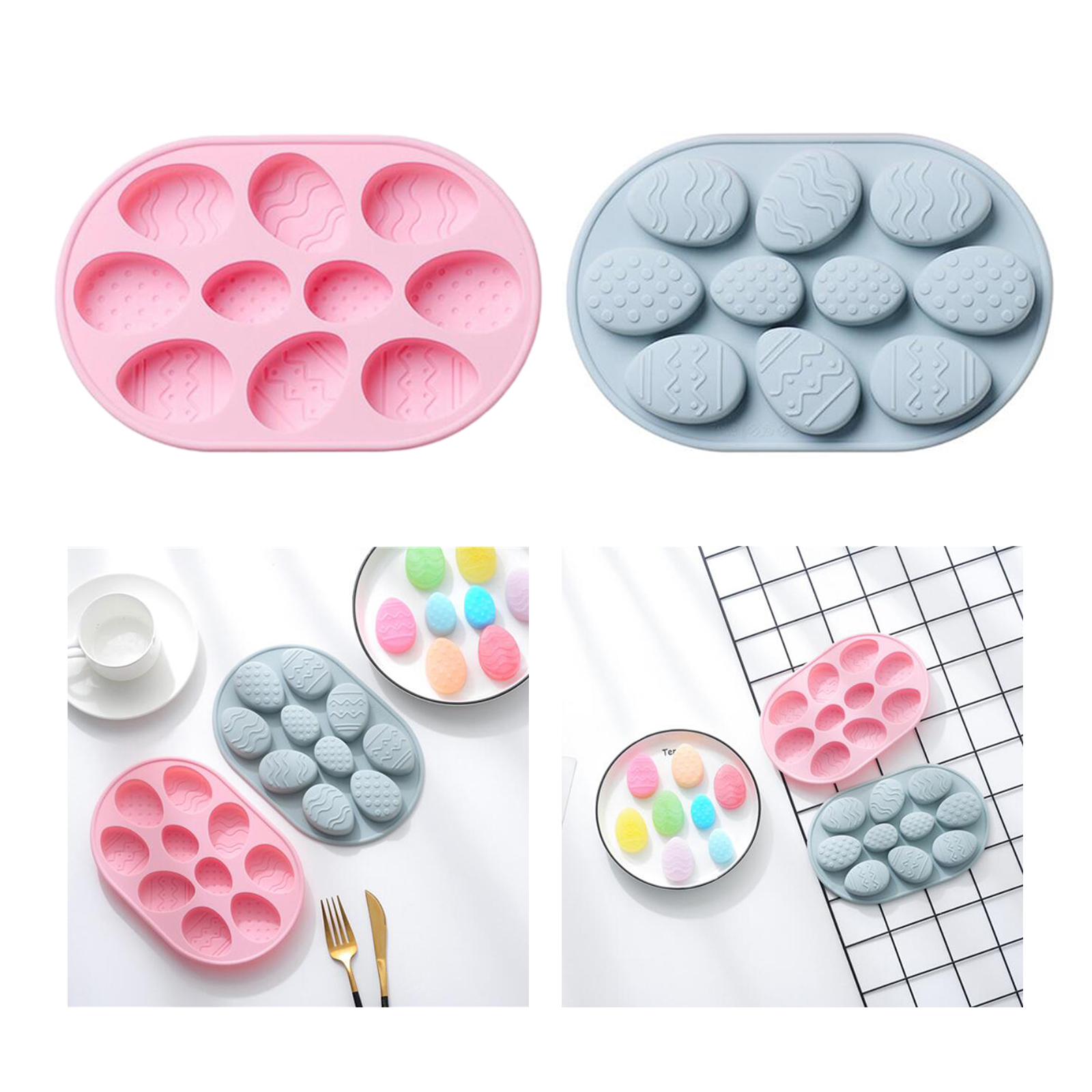 10 Cavity Easter Egg Shaped Silicone Baking Mold Cake Mold Chocolate Cookie Baking Mould Pan Ice Maker Mould