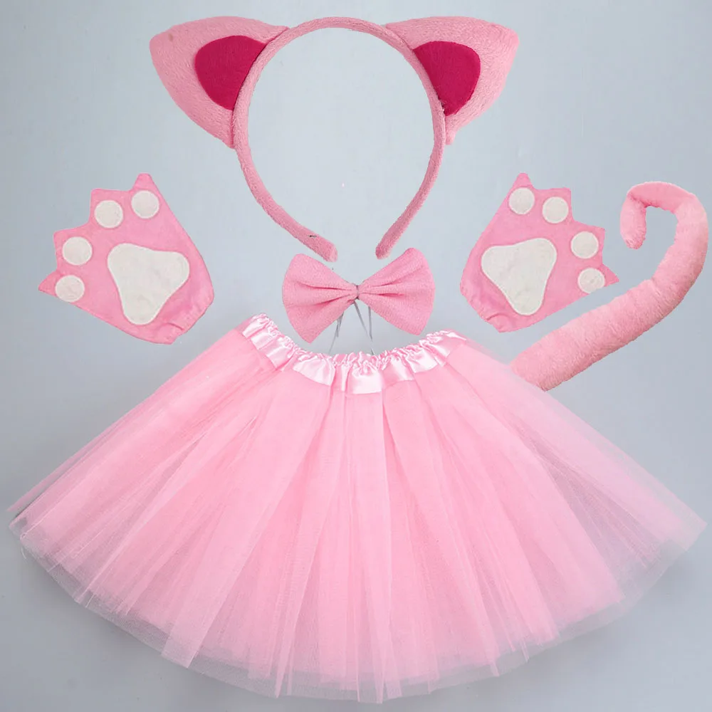 anime halloween costumes Adult Kids  Party Black White Pink Cat Ear Headband Tail Bow Paw Animal Costume Gift  Props Baby Shower Cosplay Halloween sexy police woman costume