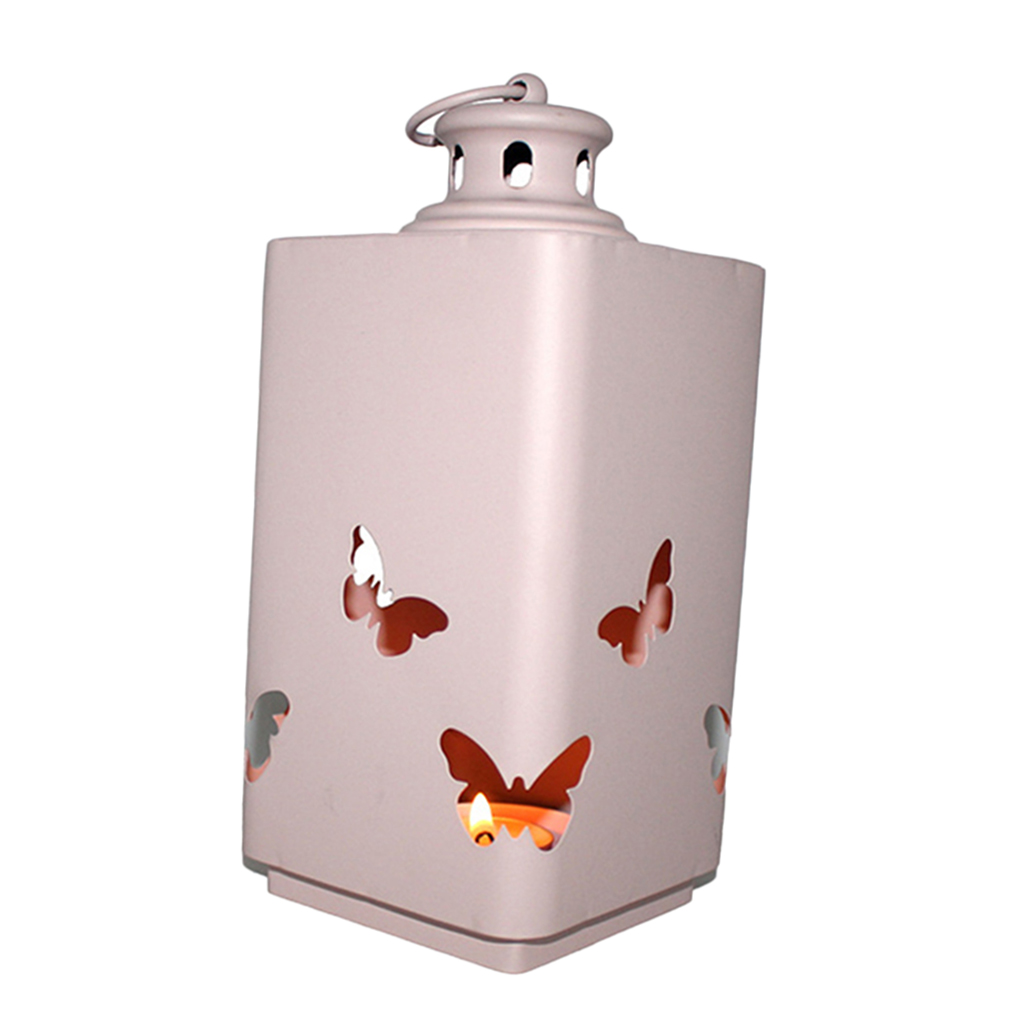 Modern Hollow Style Metal Candle Holder Art Decor Butterfly Candlestick Pink