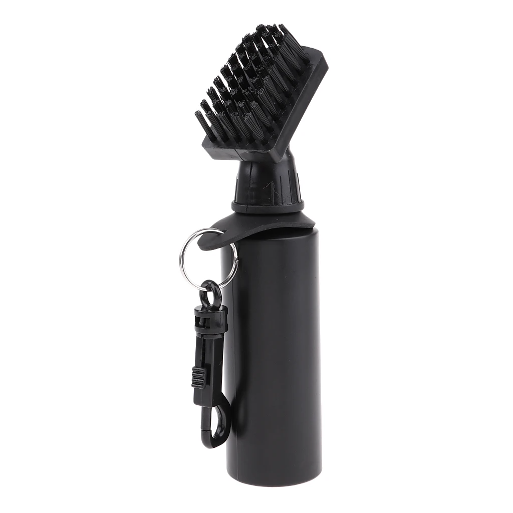 Protable Golf Club Ball Brush,Plastic Cleaning Brush, Golf Cleaner with Water Bottle, Self-Contained Water Brush - Black