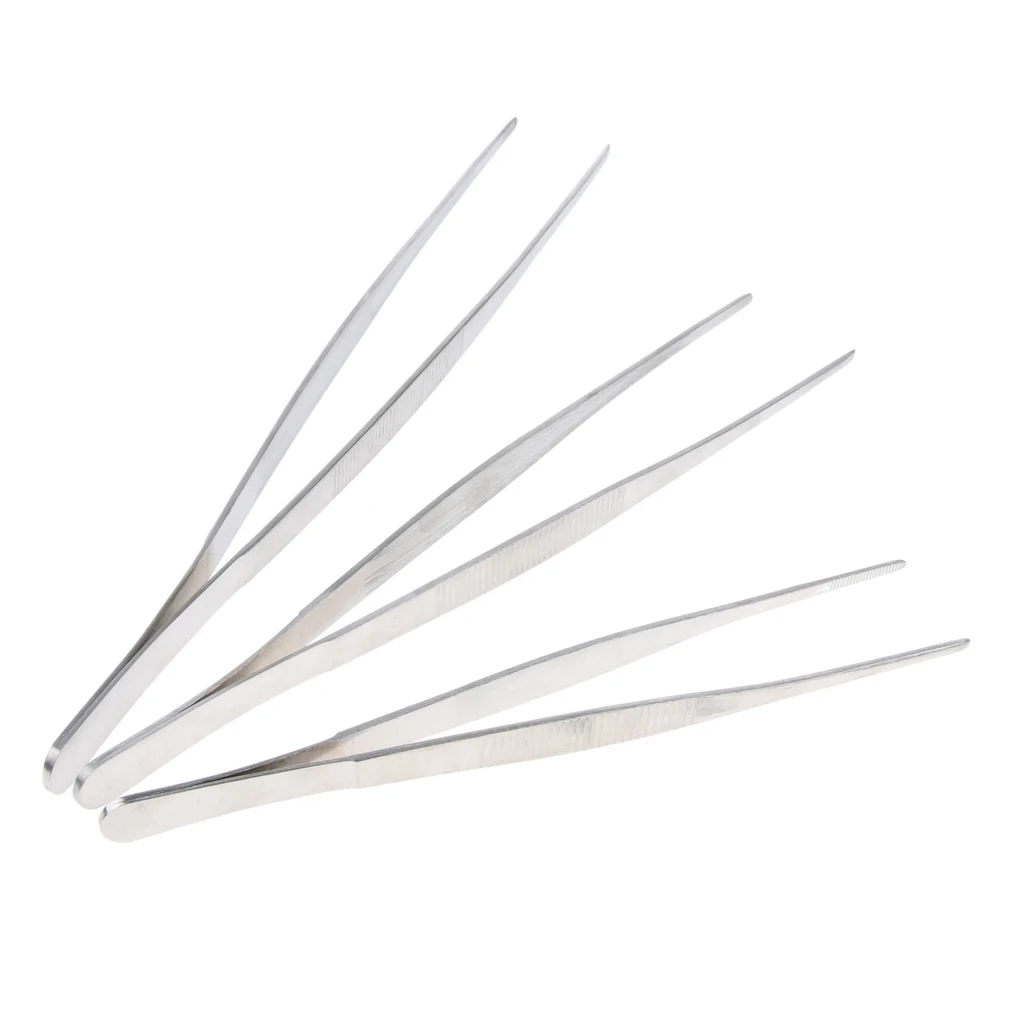 Stainless Steel Straight Tweezers, Serrated Tip Forcep, Laboratory, 200-300mm/8-12 inch