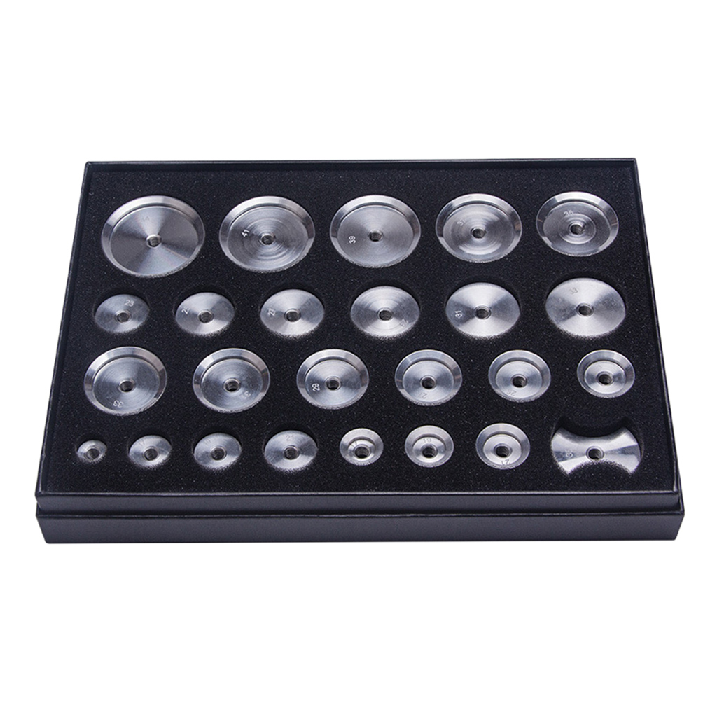 25pcs Watchmaker Press Tool Accessory Aluminum Dies For Watch Glass/Crystal 