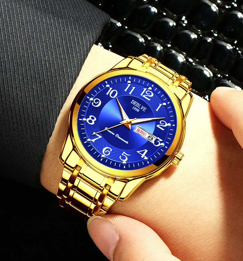 Men's Watches Stainless Steel Band Fashion Luxury Luminous Quartz Watch For Man Dual Calendar Male Clock reloj hombre Clock