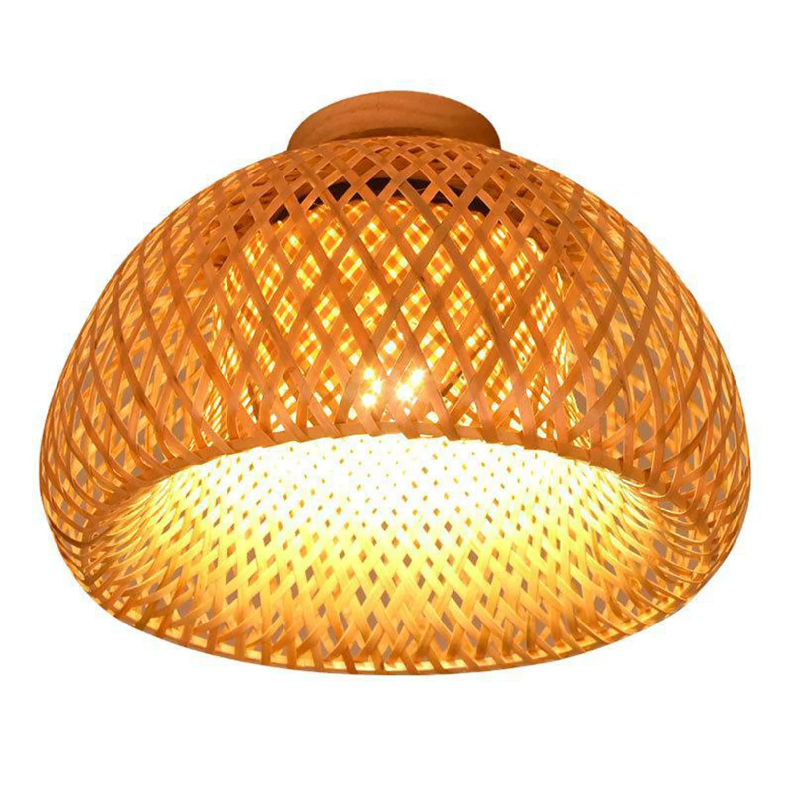Bamboo Wicker Rattan Ceiling Light Hanging Fixture E27 Base Rustic for Hallway
