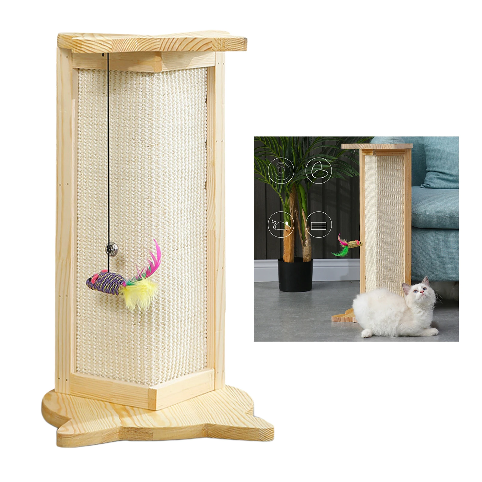Cat Scratch Board Kitten Coner Scratcher Hanging Furniture Protector Natural Sisal Non-toxic Scratching Pad