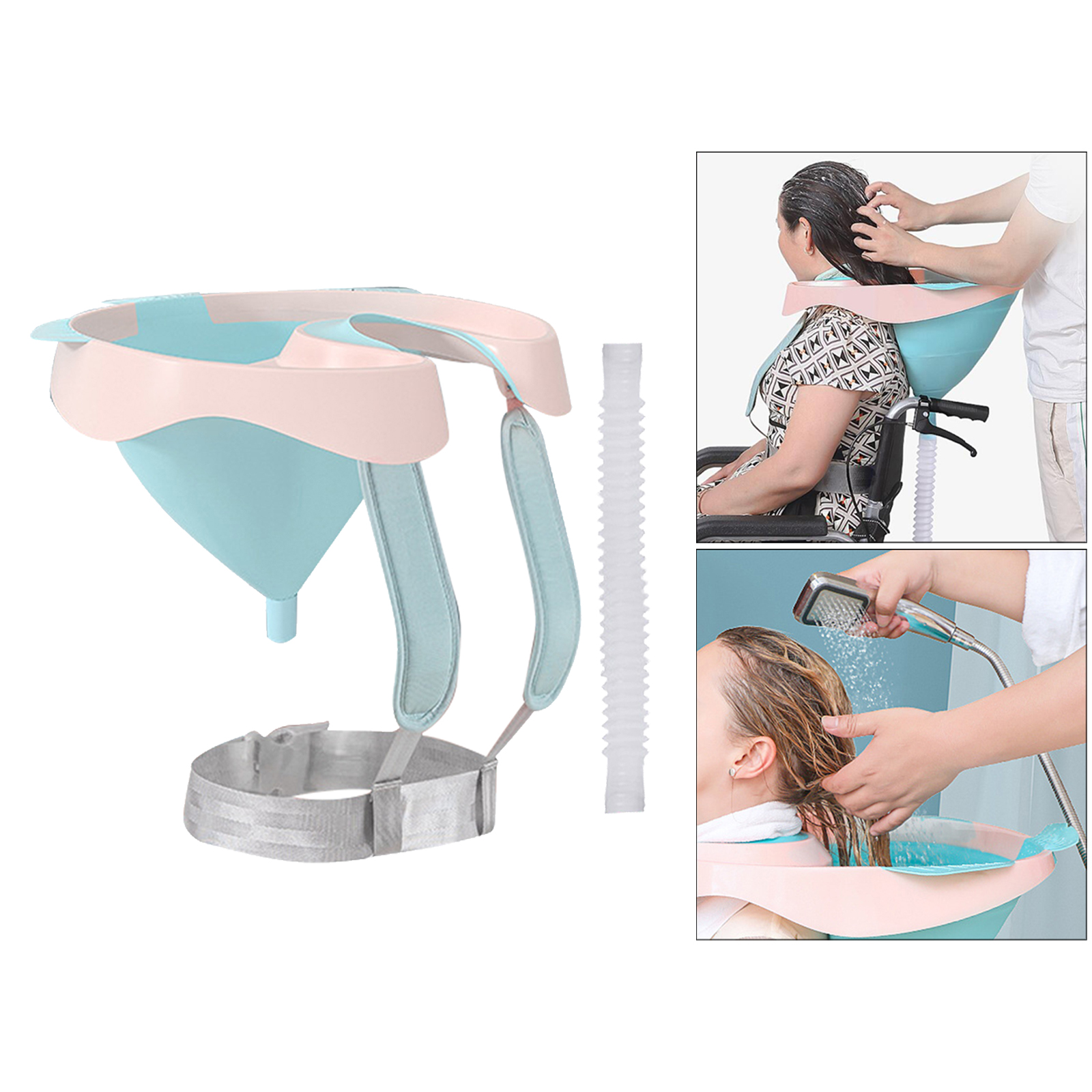 Portable Foldable Shampoo Basin Hairdressing Sink Bowl with Drain Tube for While in Wheelchair or Chair Convenient Accessories