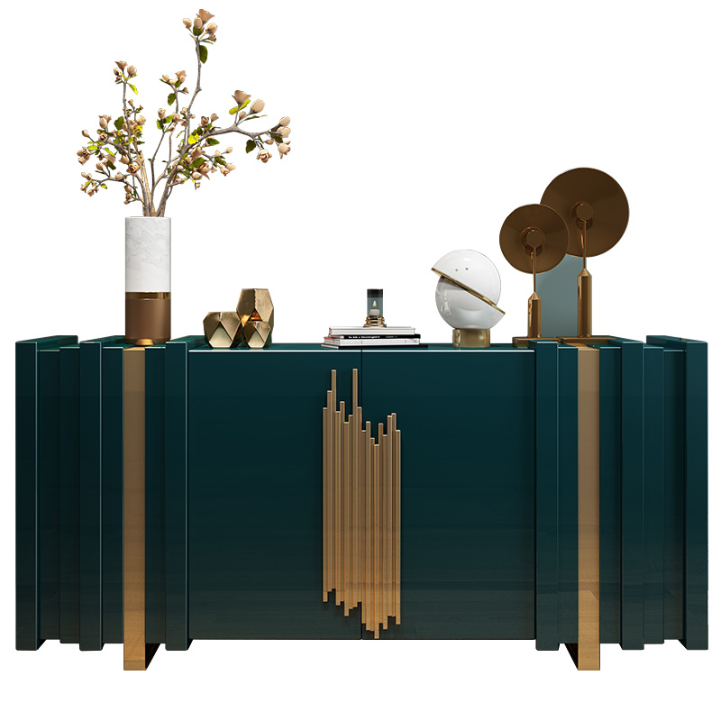 | بوفيه من خشب هندسي واستيل المذهب