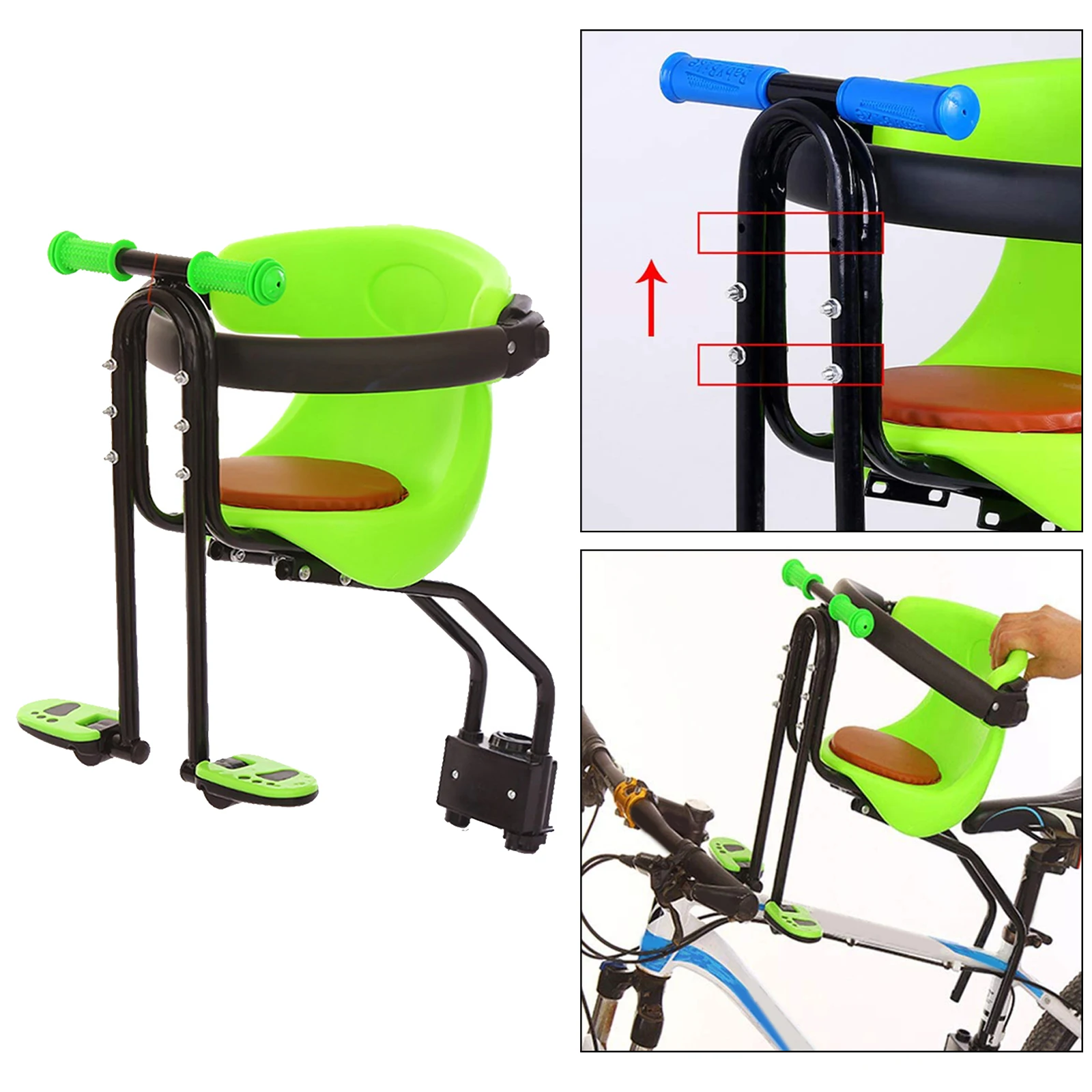 Bike Bicycle Safety Baby Seat Children Front Carrier with Handrail Foot Rest