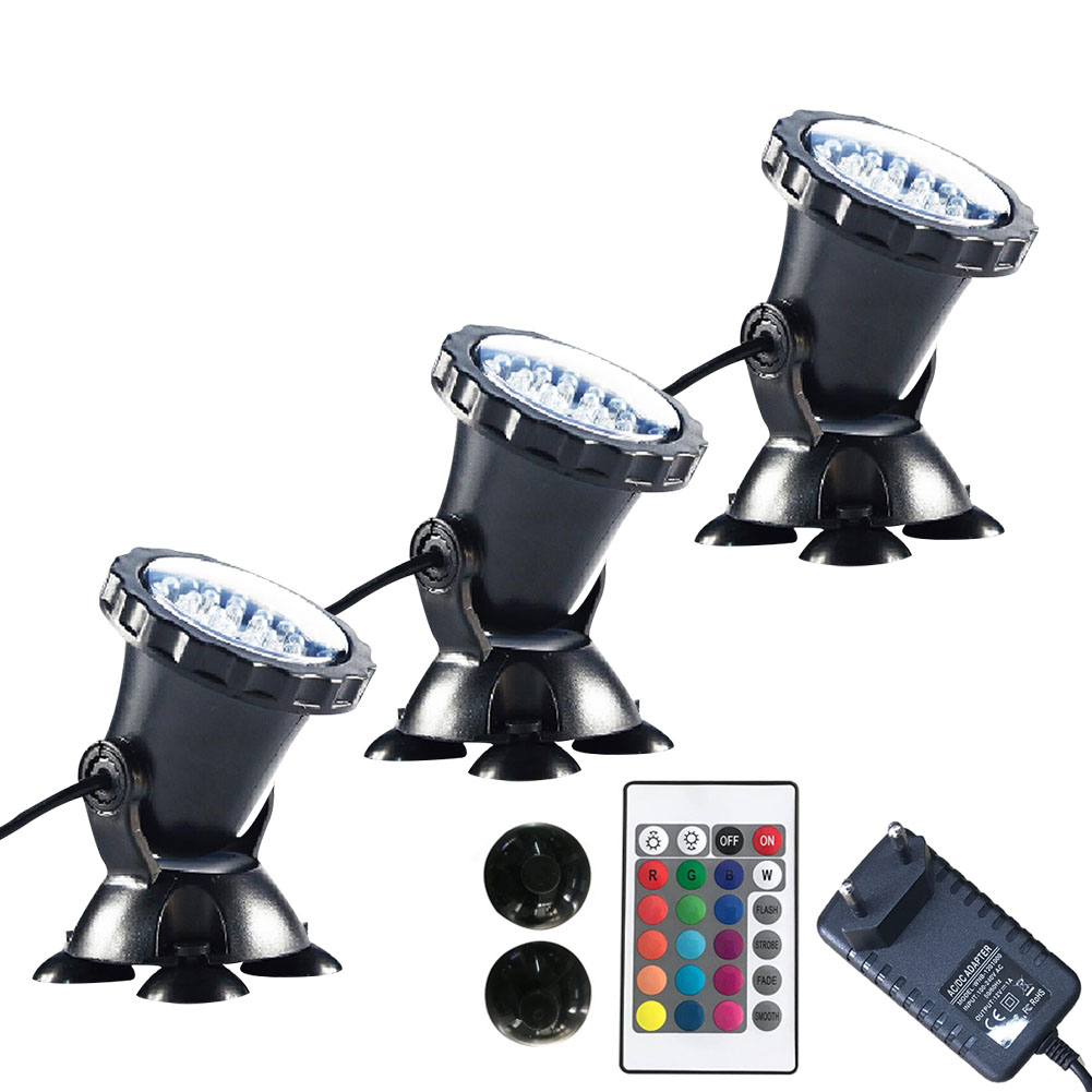 Remoto ao ar Tanque de Peixes à Prova Cor em Mudança Controle Livre Pátio Jardim Subaquática Holofotes Submersível Rgb Piscina Dwaterproof Água 18 Luzes subaquáticas