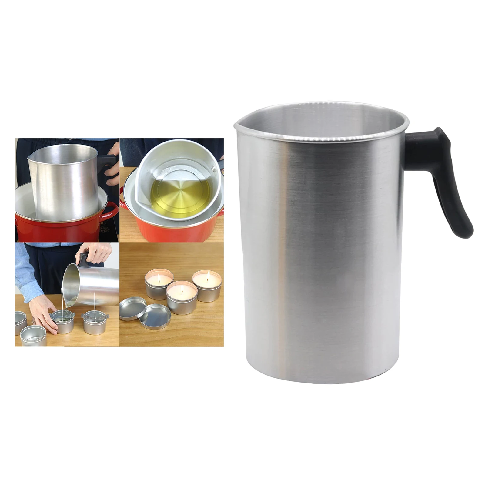 3L Metal Pouring Pot Candle Soap Making Wax Melting Large Jug Pitcher DIY