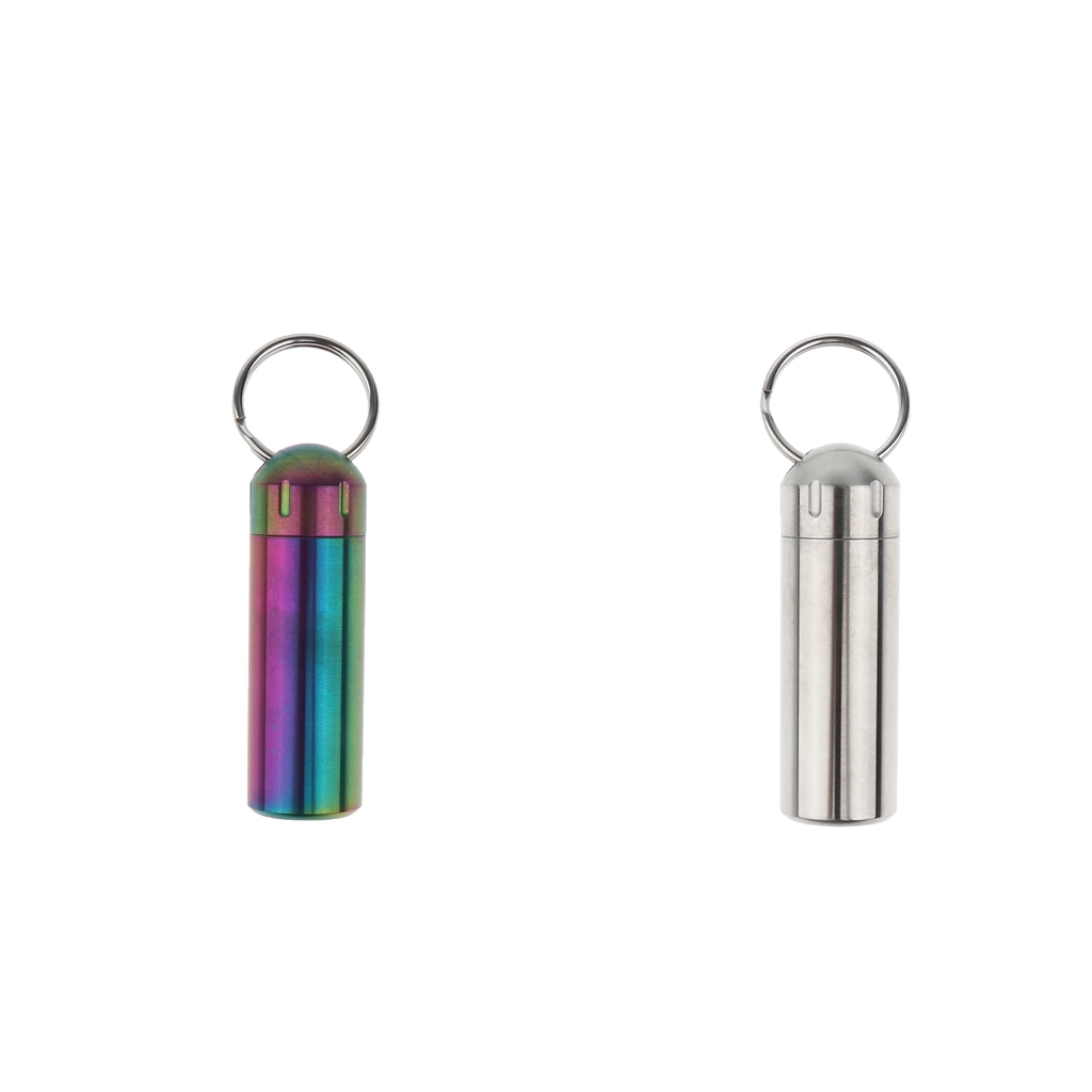 Stainless Steel Waterproof Pill Box Outdoor Keychain Tablet Holder Mini Small Items Container Bottle Outdoors