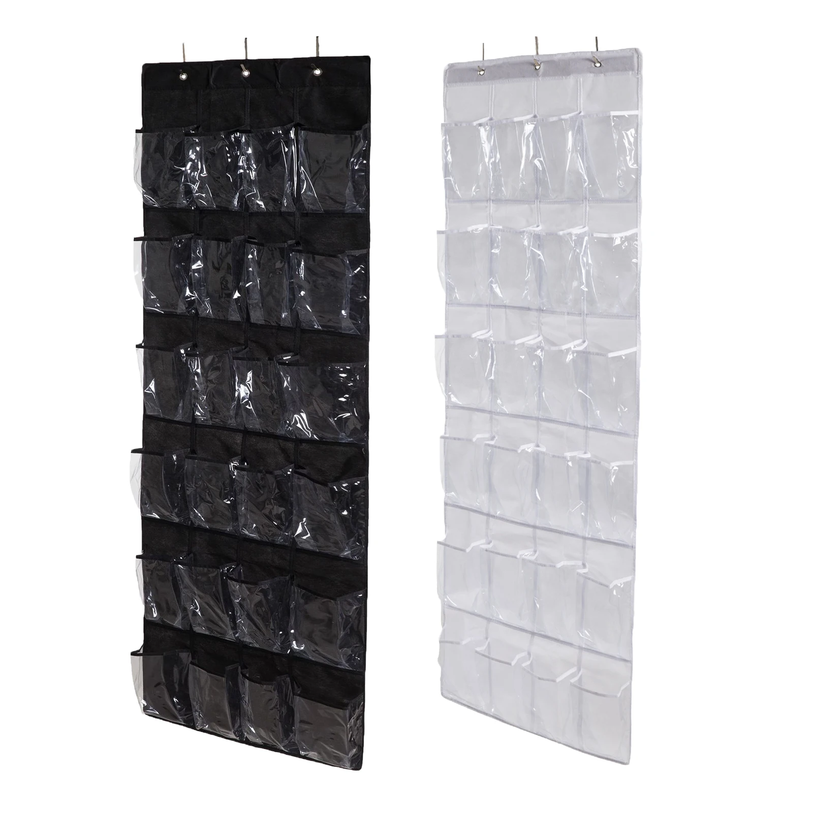 Over the Door Shoe Organizer, 24 Pocket Shoe Rack Over the Door with 3 Hooks