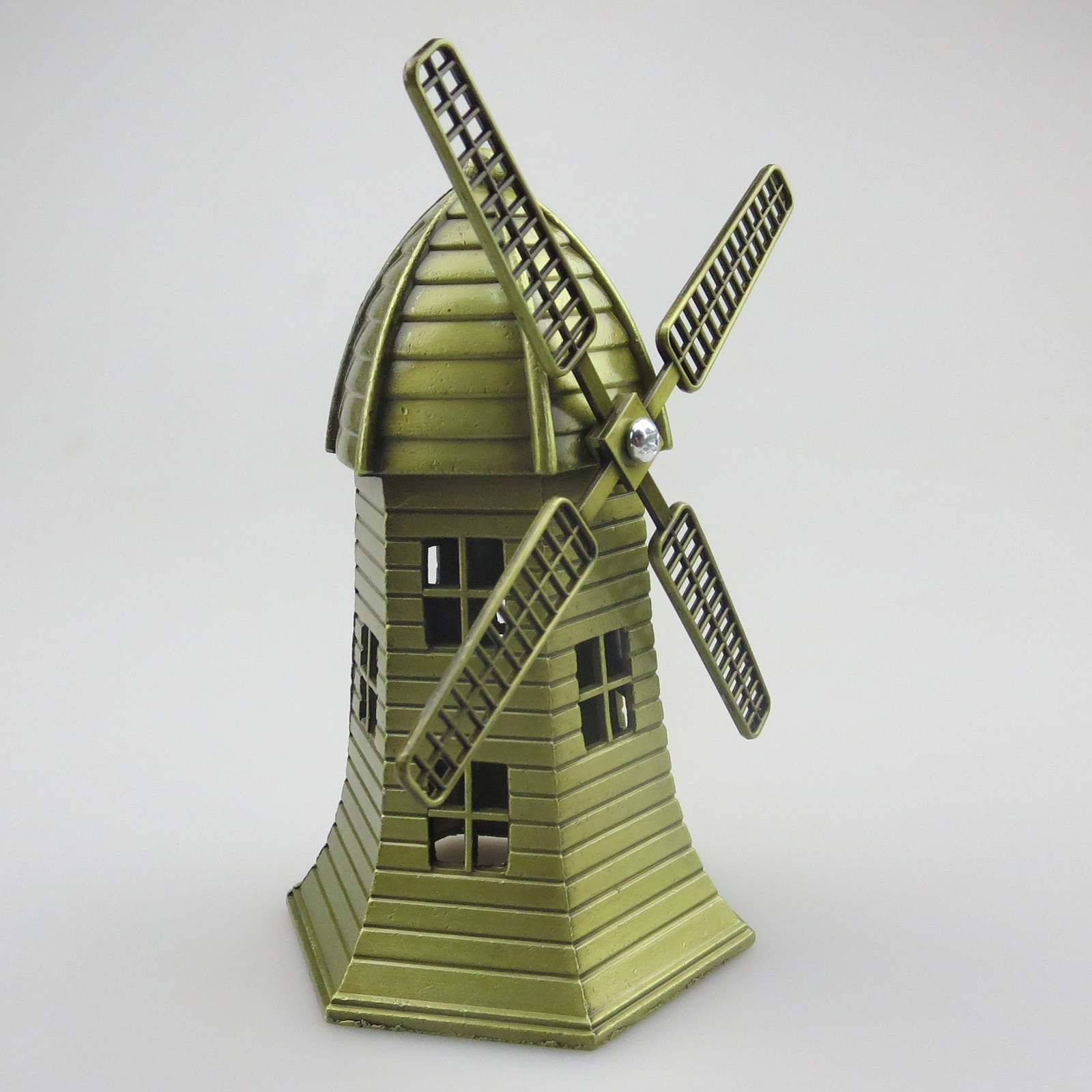 Retro Bronze Dutch Windmill Statue Living Room Gifts Party Desktop Ornaments