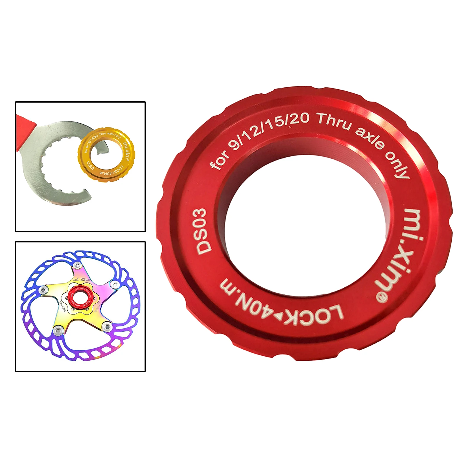 Aluminum Bike Center Lock Cover to 6-Bolt Disc Brake Hub Lockring 9/12/15/20mm Axle Hub Centerlock Conversion Cover