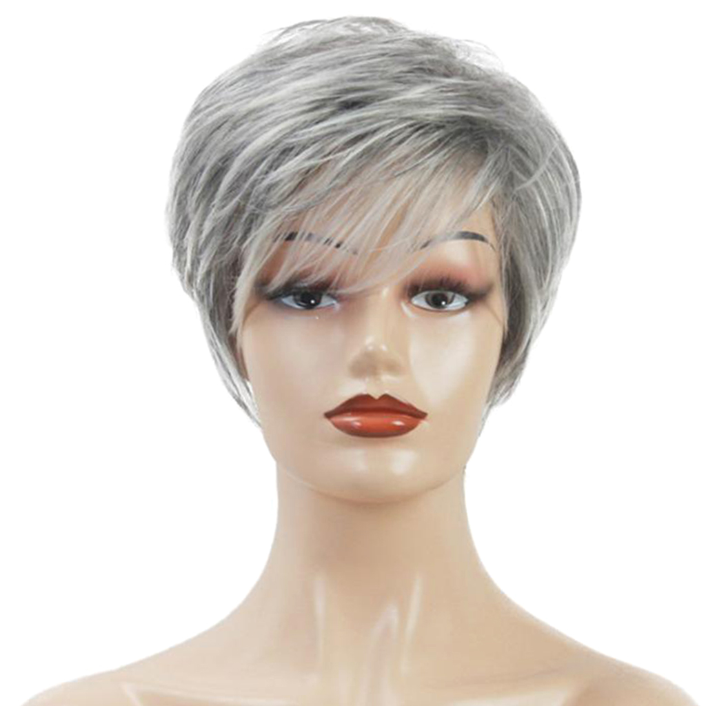 Gray Human Hair Wigs for Women Short Wavy Wig  Resistant for Hairstyling