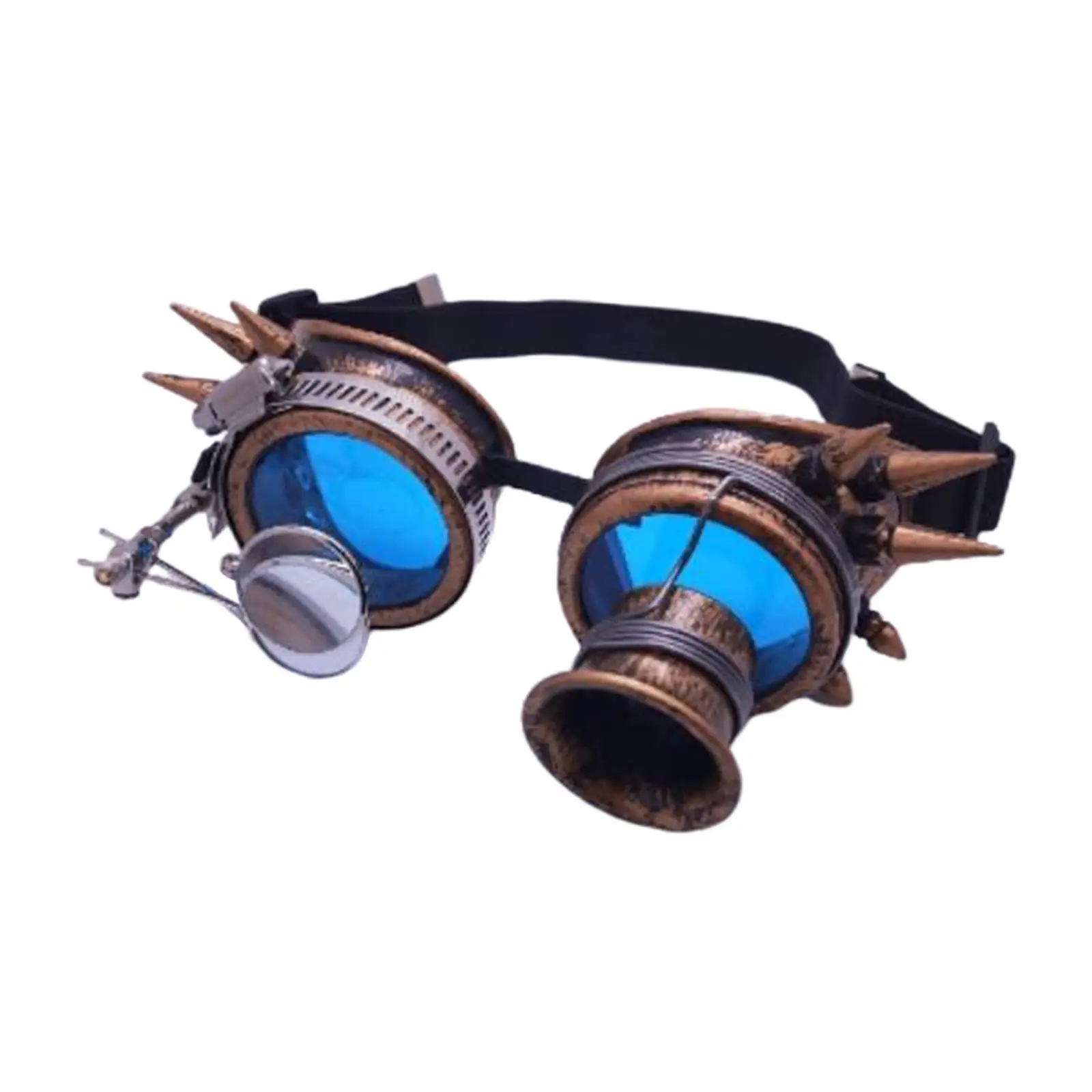 Funky Unisex Fashion Blue Lenses Steampunk Goggles Ocular Loupe Punk Masquerade Eyeglasses Party Supplies Photo Props Eyewear