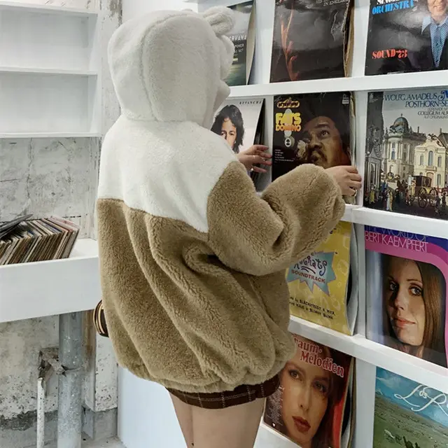 Lamb wool coat women's winter clothes y2k 2021 new student Japanese soft  girl cute plus velvet thick hooded sweater ins selling