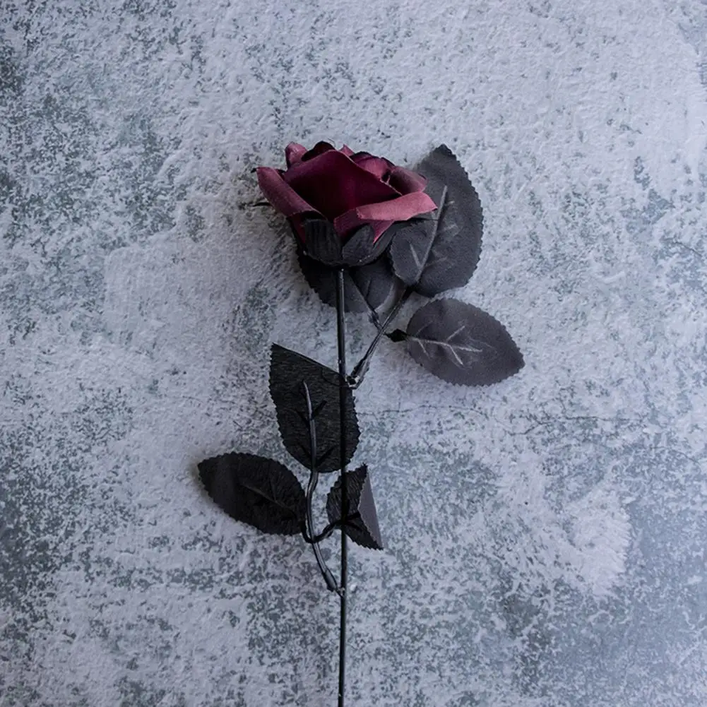 ゴシックブラックローズ人工花のシミュレーション花バレンタインギフト結婚式の花ホームデコレーションバラのフォト小道具|Artificial   Dried Flowers| - AliExpress