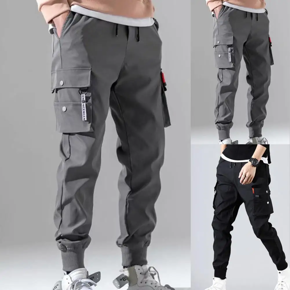 men's casual pants not jeans Pants Solid Color Thin Male Men Beam Feet Cargo Pants for Daily Life casual work pants