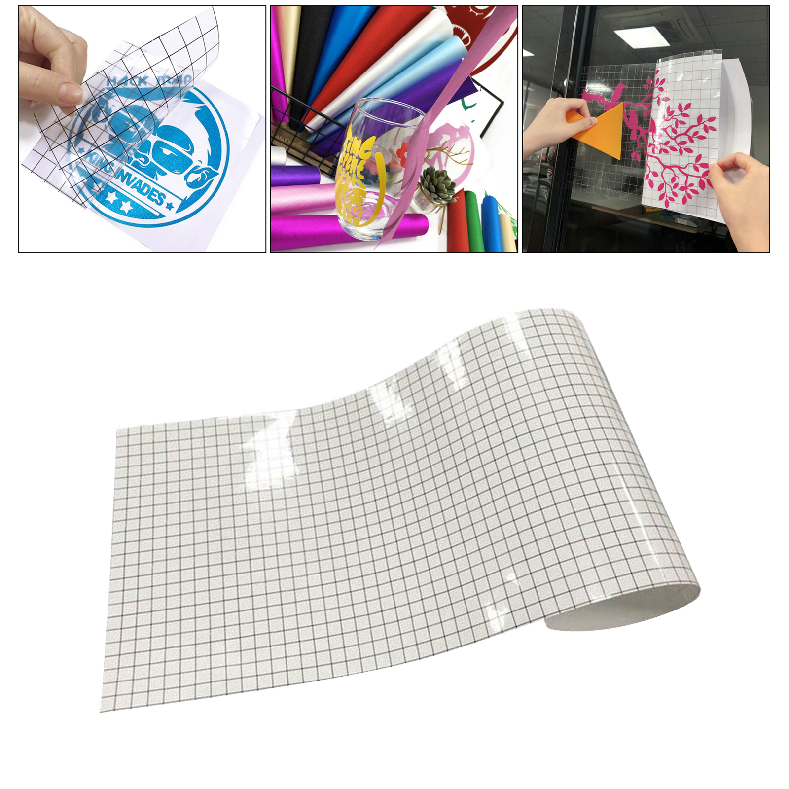 Transfer Tapes for Vinyl - 100x100cm with Grid Clear Vinyl Transfer Tape for Adhesive Vinyl, Perfect for Cricut