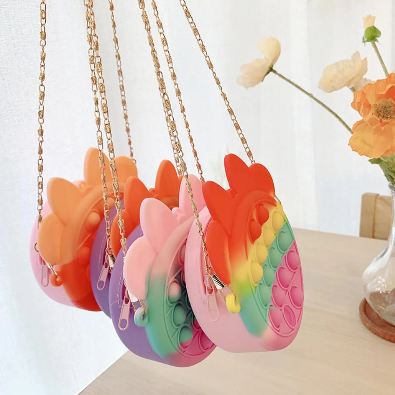 dumplings stress ball Fashion Fidget Toys Push Bubbles Toy Rainbow Unicorn Coin Purse Wallet Ladies Bag Silica Simple Dimple Crossbody Bags For Girls squeezy toys
