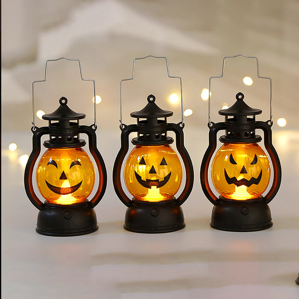 3x Halloween Decoration LED Pumpkin Battery Operated Lantern Light Lamp Decorations for Home Dining Room Bedroom Decor