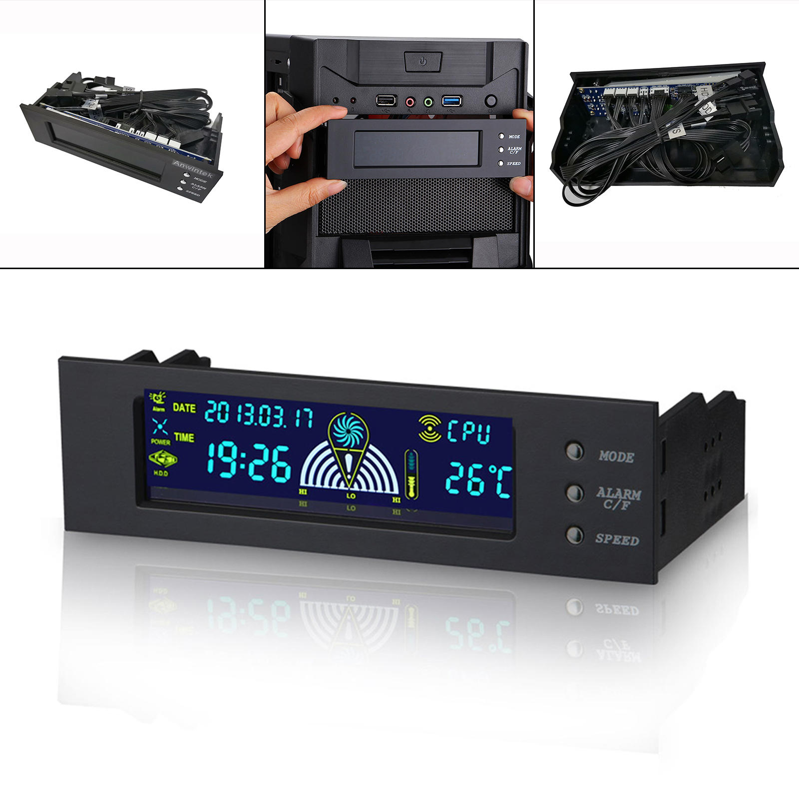 Computer Temperature Display Screen 5.25” External Expansion LCD Screen for Women