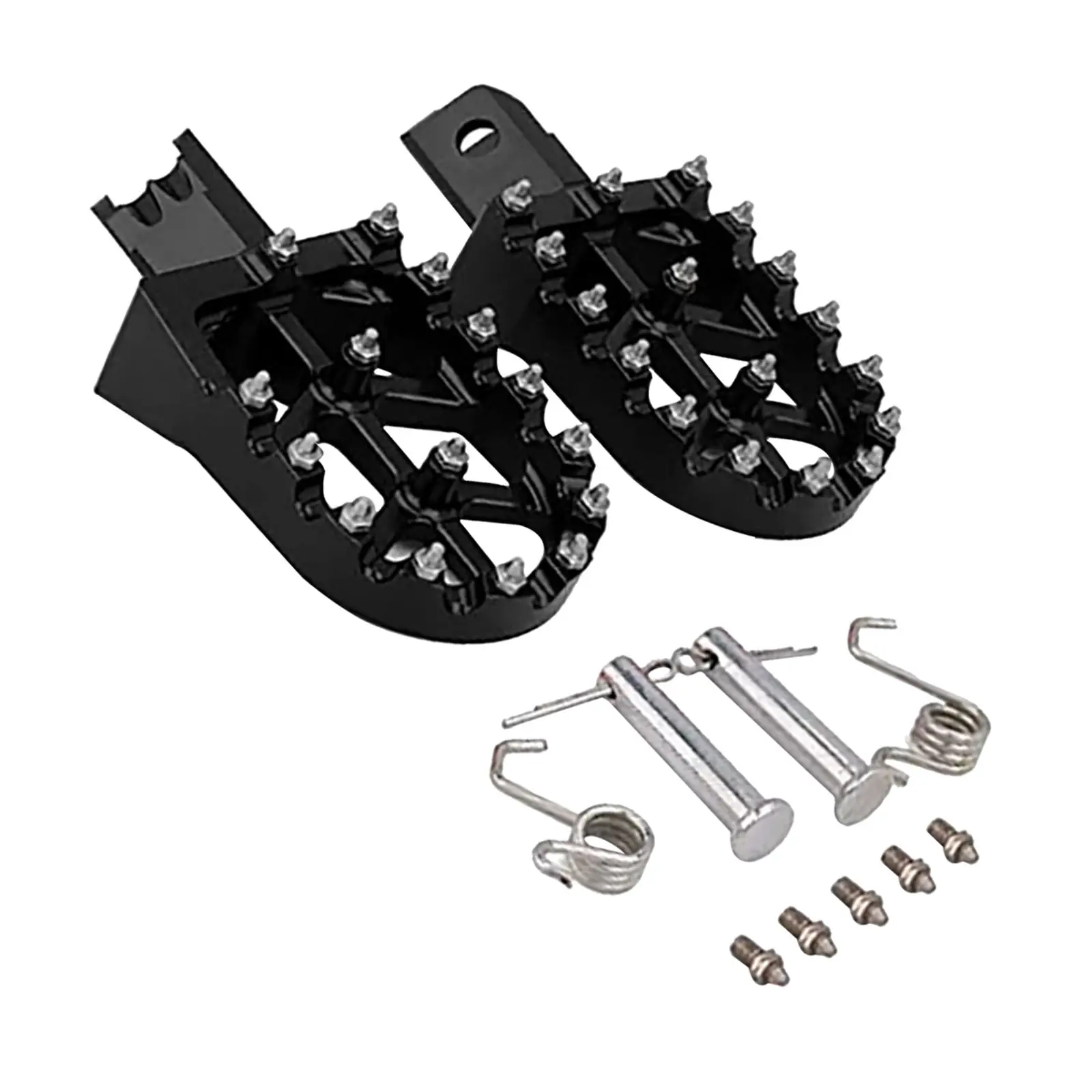 1 Pair Black Footrests Foot Pegs Motorcycle Wide Motocross Black Aluminium Pads Racing Style Design Motorbike Accessories