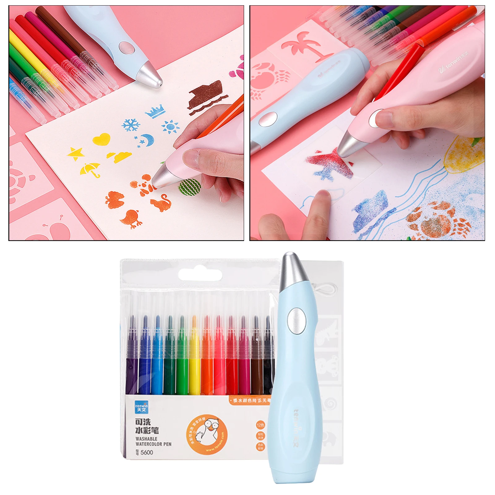 Cordless Electric Airbrush Marker Set Watercolor Paint Pens for Kids Adults