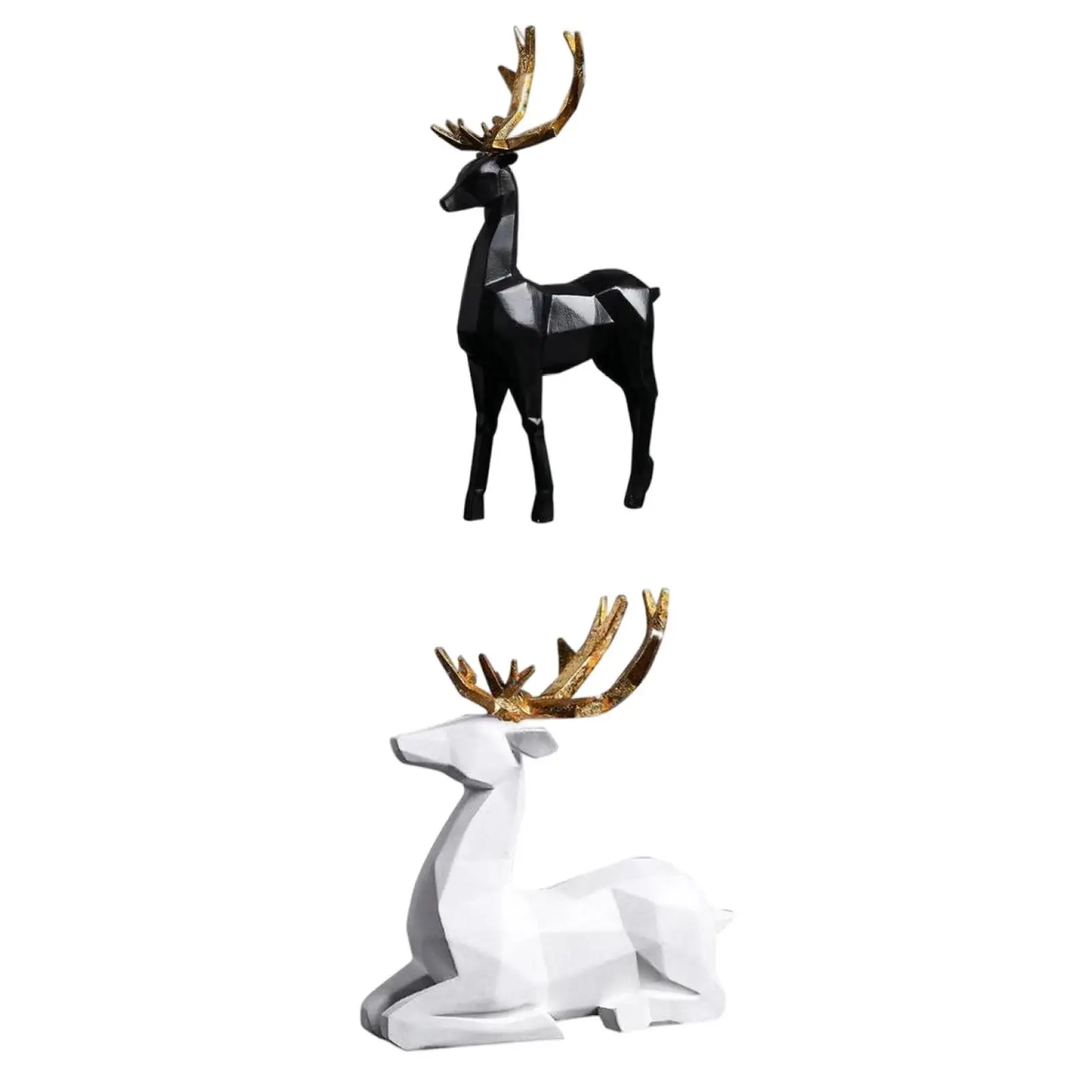 2x Art Elk Sculpture Animal Ornament Figurine Statue Photo Props Decor 