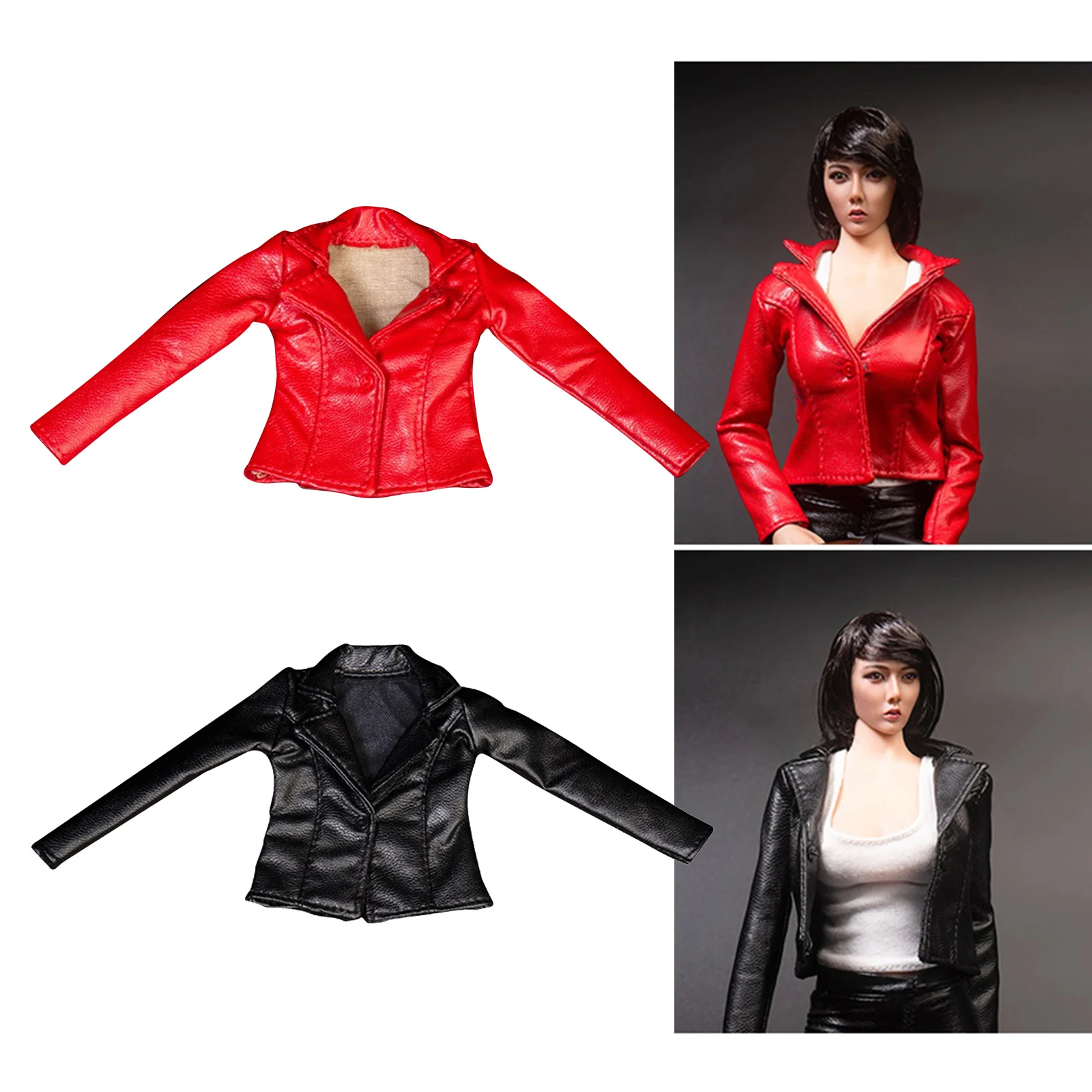 1:6 Scale Handmade Shorts PU Leather Jacket Coat for HT Female Figure Doll