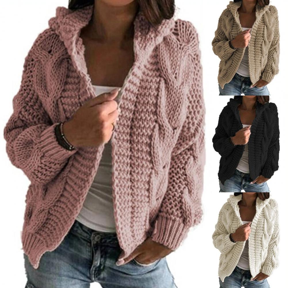 Cardigan Twist com capuz para escritório, casaco