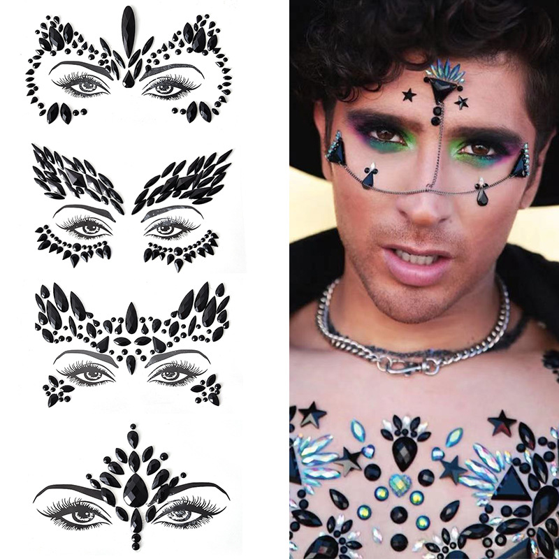 Best of Halloween Carnival 3D Crystal Sticker Makeup Decoration Trendy Shiny Black Acrylic Drill Face Stickers Temporary Tattoo Stickers Reviews & Tips