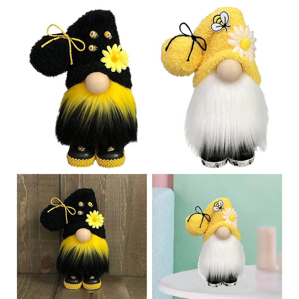 Bees Gnome Spring Fall Buffalo Farmhouse Elf Festival Dwarf Ornaments Figurines Desktop Decor Gifts for Kids