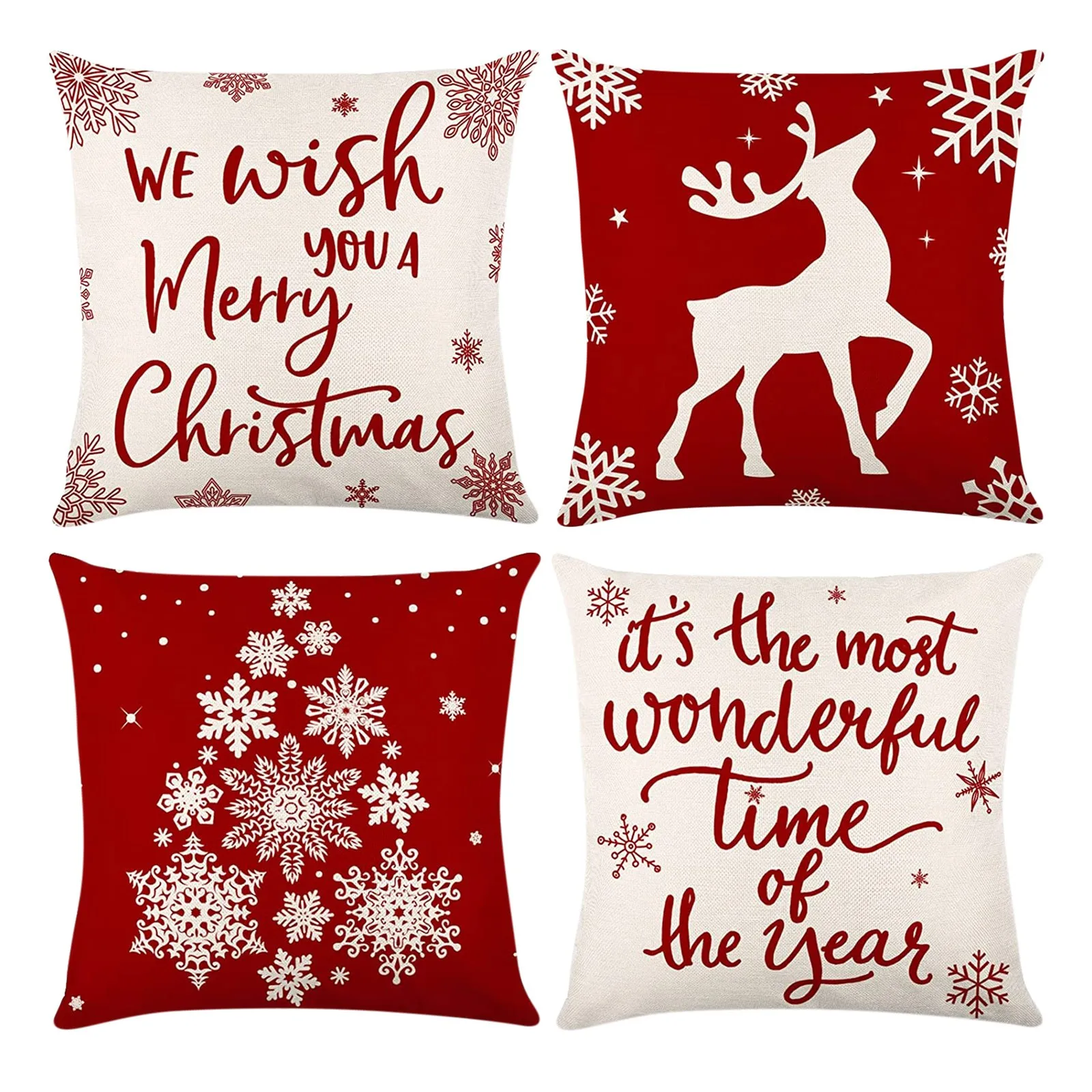 Pillow covers Merry Christmas & Happy New Year Linen Printed Home Lumbar Office Cushion free return 2 pieces 2021 Christmas Pillow cases