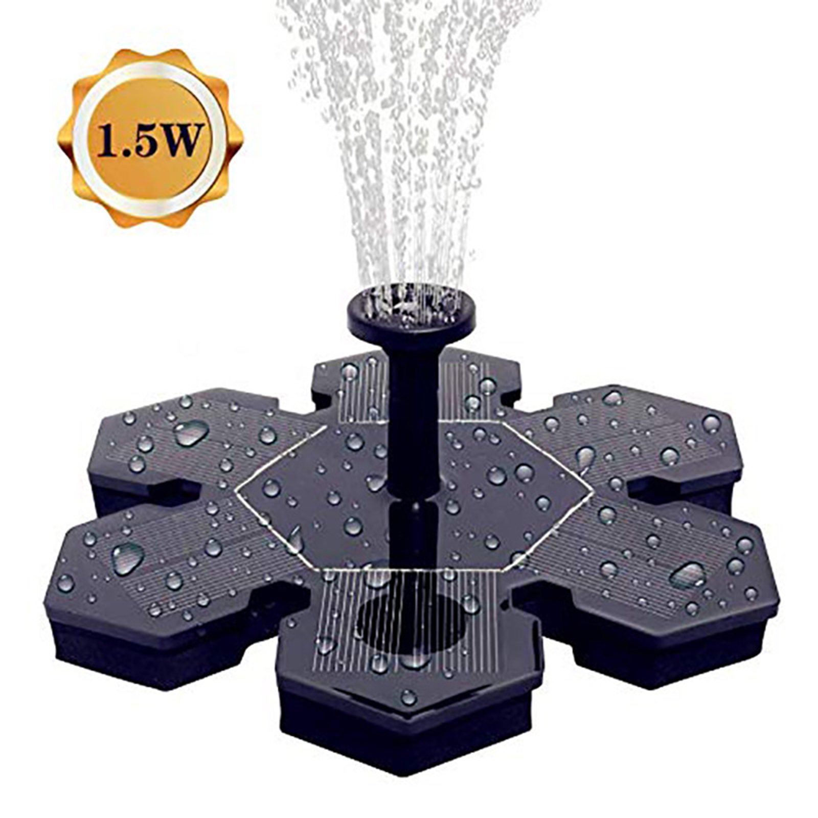 Solar Fountain, Outdoor Submersible Floating Solar Bird Bath Fountain Pump for Outdoor Small Pond, Swimming Pool Black