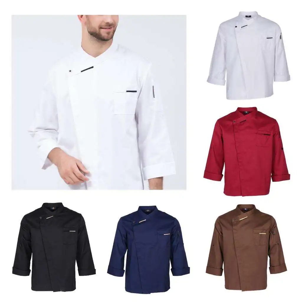 Unisex Chef Jackets Coat Long Sleeves Shirt Kitchen Uniforms