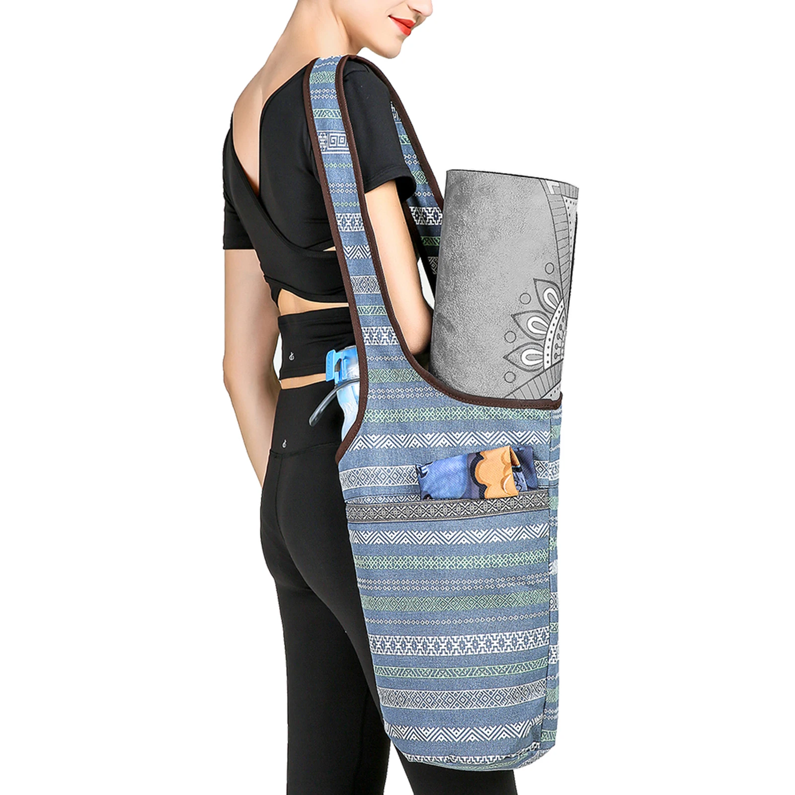 Zipper Pocket and Adjustable Shoulder Strap Fit Most Size Exercise Mats Vegou Yoga Mat Bag with Large Size Pocket