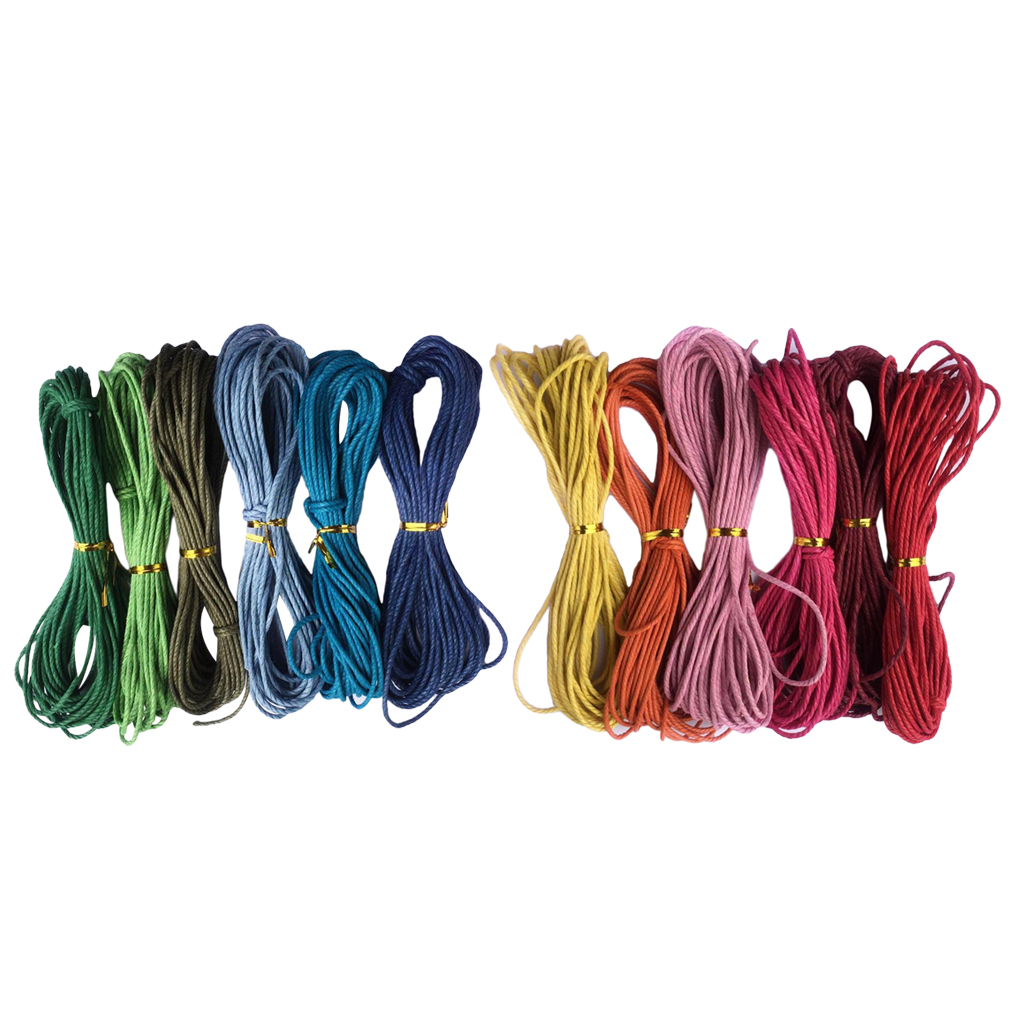 12pcs 2mm Twist Waxed Cotton Cord Beading Jewelry Making Crafting String Rope
