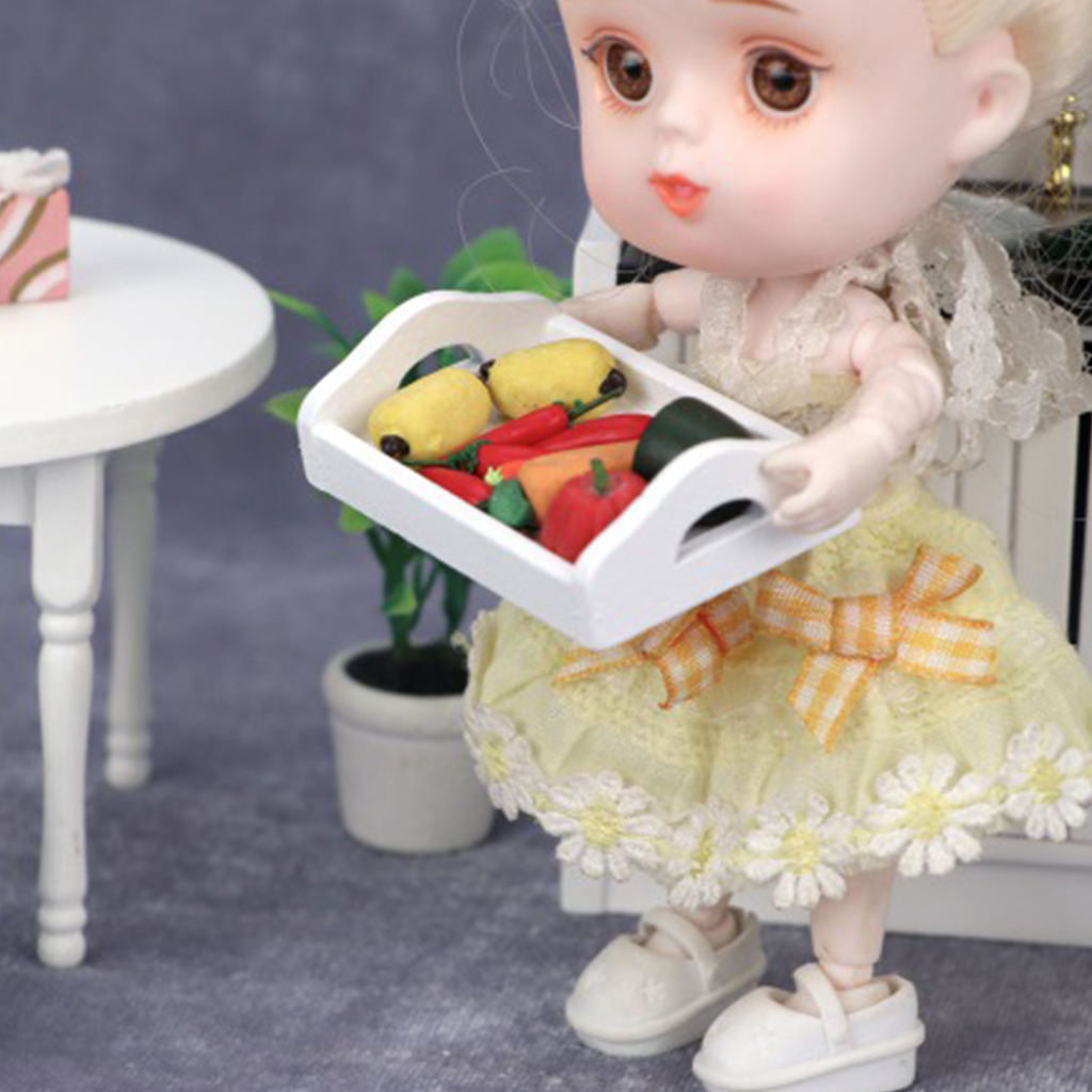 1:12 Dollhouse Serving Tray Birch Wood BBQ Food Trays Furniture Decor Toy