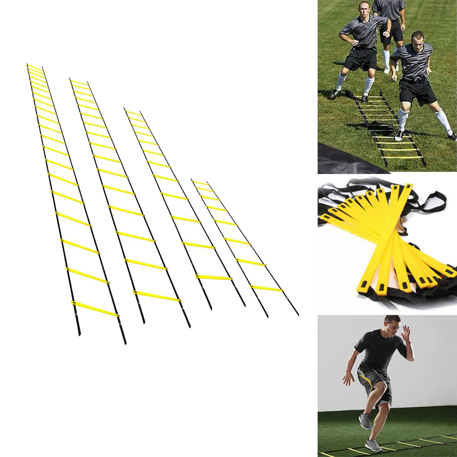6m with bag and pegs Soccer | Fitness Free eBook Speed Ladder Coordination ladder training set Handball Agility Speed Ladder for Football Sports 