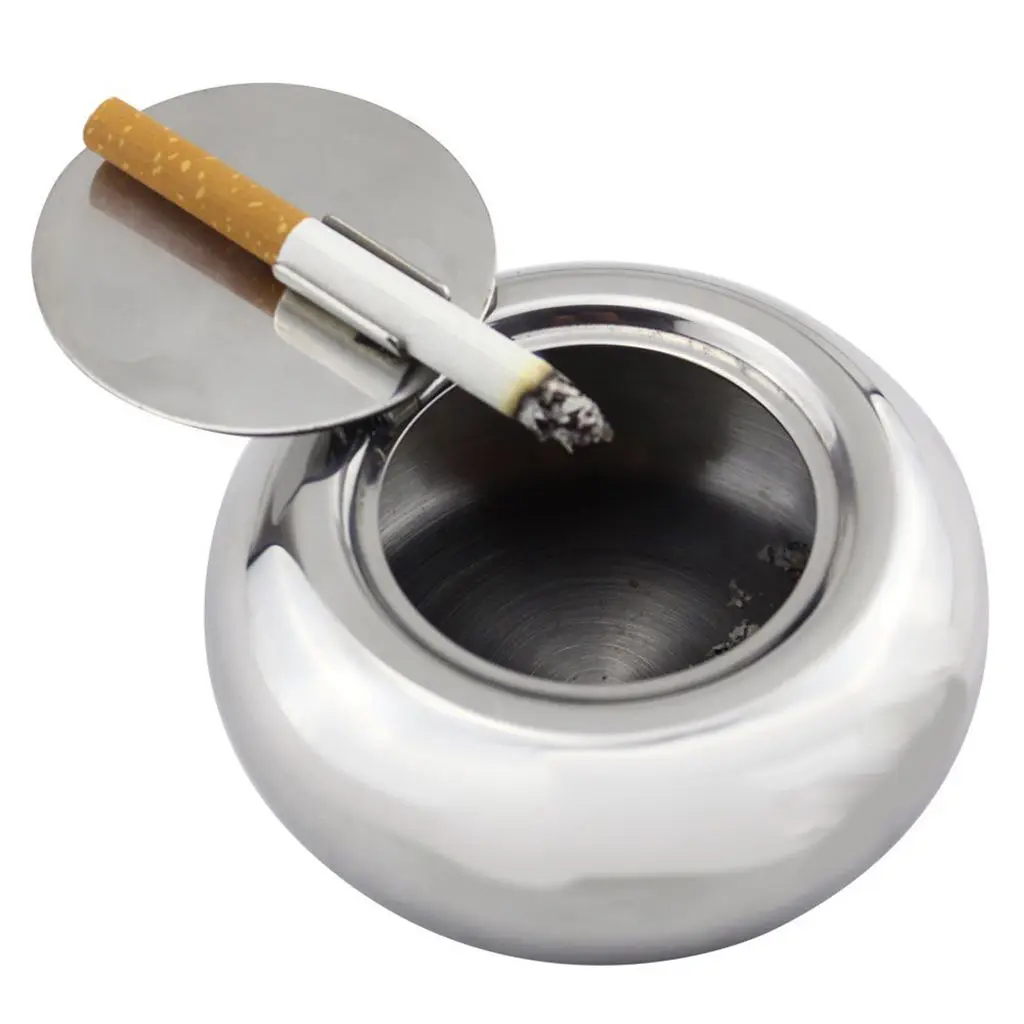 Household Durable Stainless Steel Metal Ashtray Holder Stand Ashtray with Lid