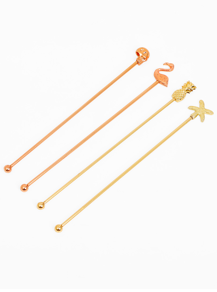 Swizzle Sticks,Cocktail zubehör Edelstahl rühren, Getränke rührer Flamingo, Schädel, Starfis, Ananas, Küchen barkeeper Schneebesen – Detail 6