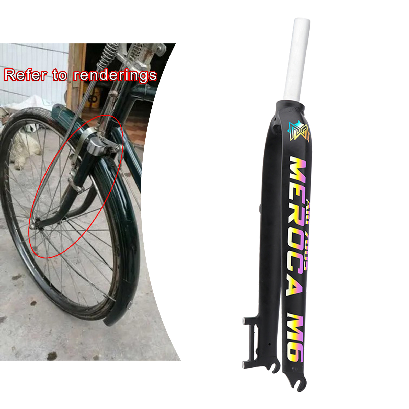 Solid Mountain Bike Front Fork Road 1-1/8'' 28.6mm Bicycle Rigid Disc Brake Forks Mounting Repair Parts